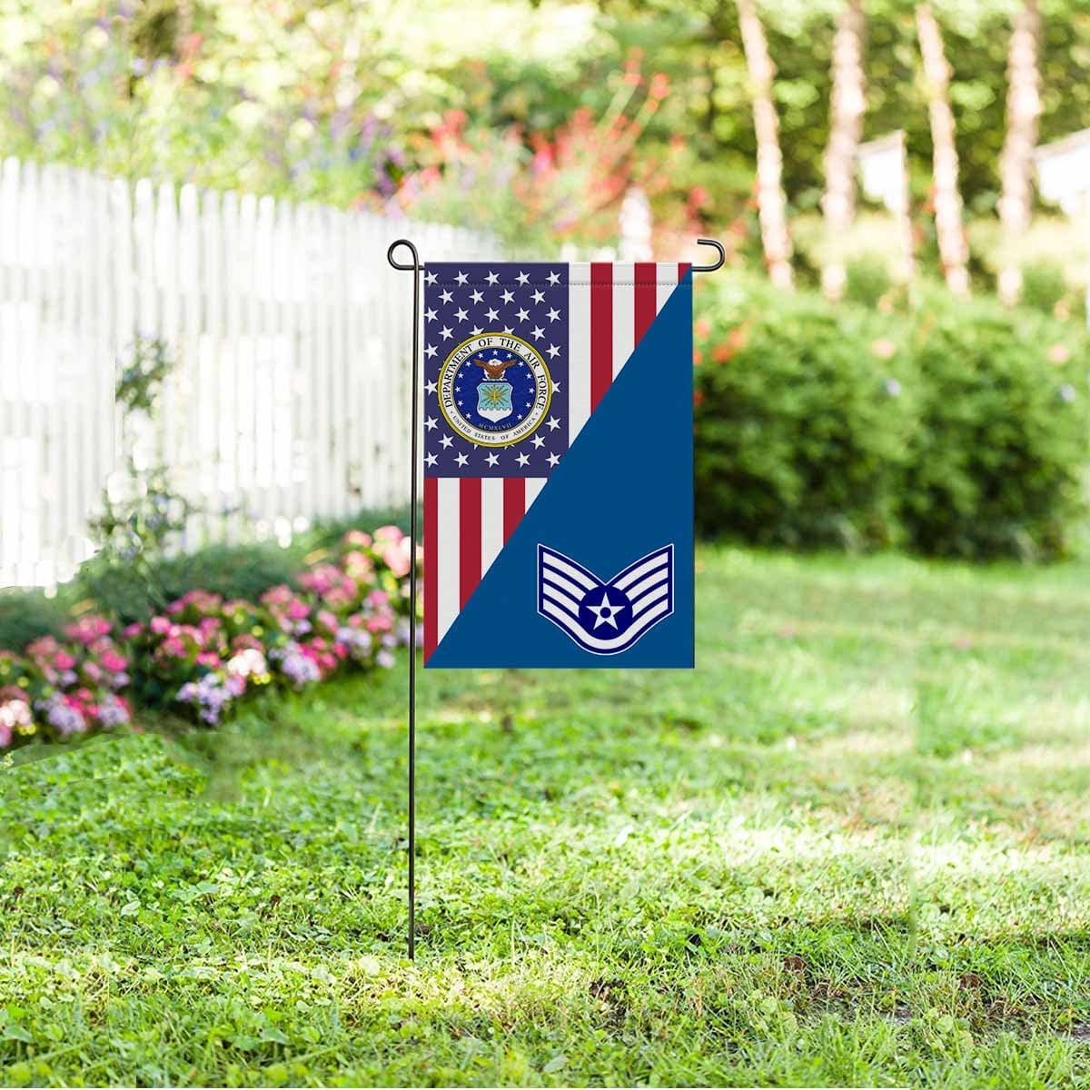 US Air Force E-5 Staff Sergeant SSgt E5 Noncommissioned Officer Garden Flag/Yard Flag 12 inches x 18 inches Twin-Side Printing-GDFlag-USAF-Ranks-Veterans Nation
