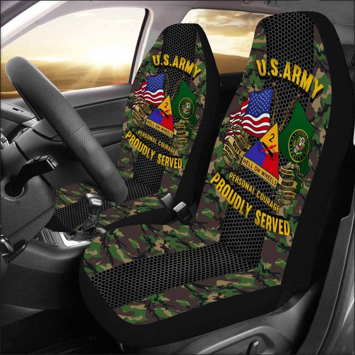 US Army 2nd Armored Division Car Seat Covers (Set of 2)-SeatCovers-Army-CSIB-Veterans Nation