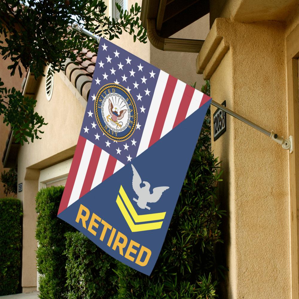US Navy E-5 Petty Officer Second Class E5 PO2 Gold Stripe Collar Device Retired House Flag 28 inches x 40 inches Twin-Side Printing-HouseFlag-Navy-Collar-Veterans Nation