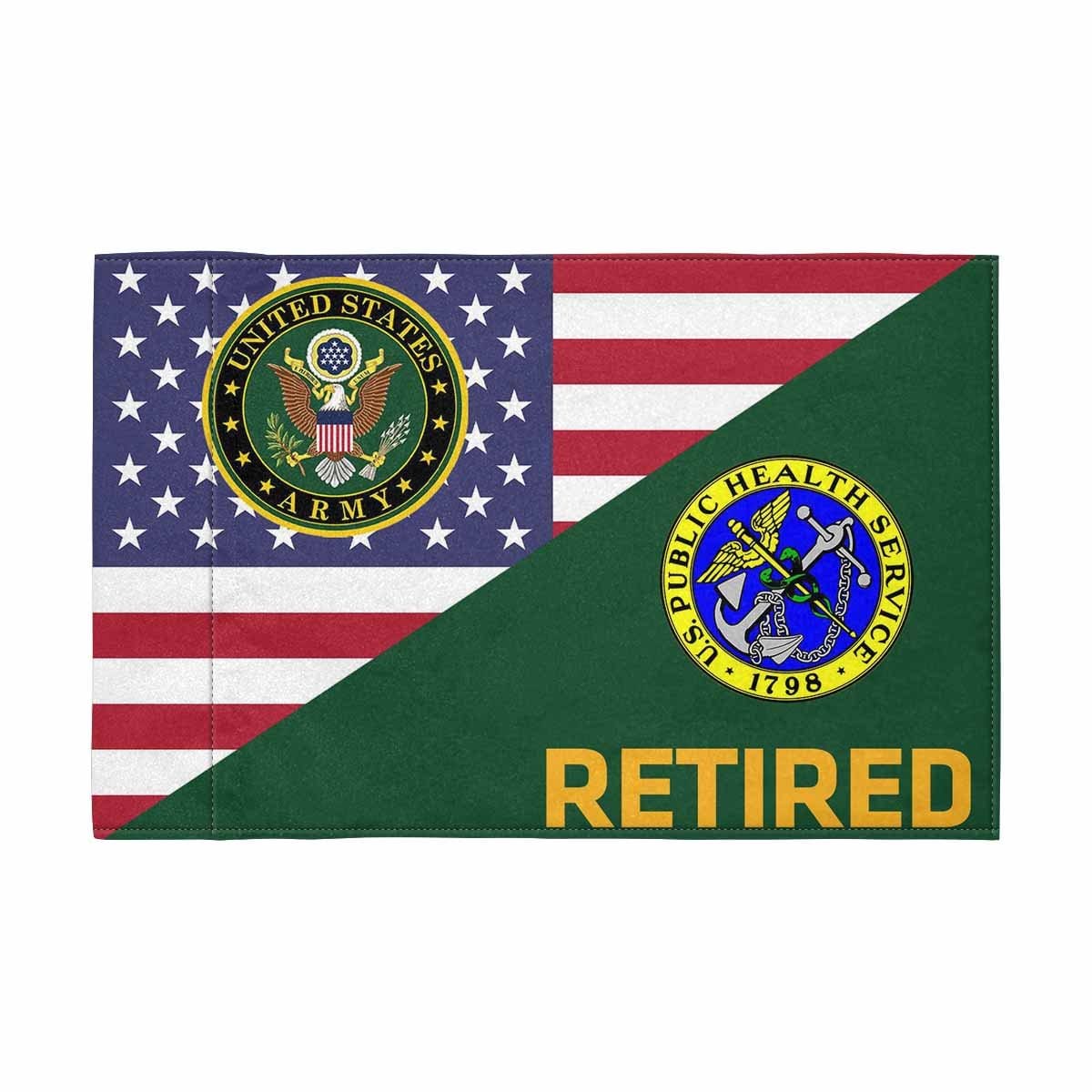 US Army Public Health Service Retired Motorcycle Flag 9" x 6" Twin-Side Printing D01-MotorcycleFlag-Army-Veterans Nation