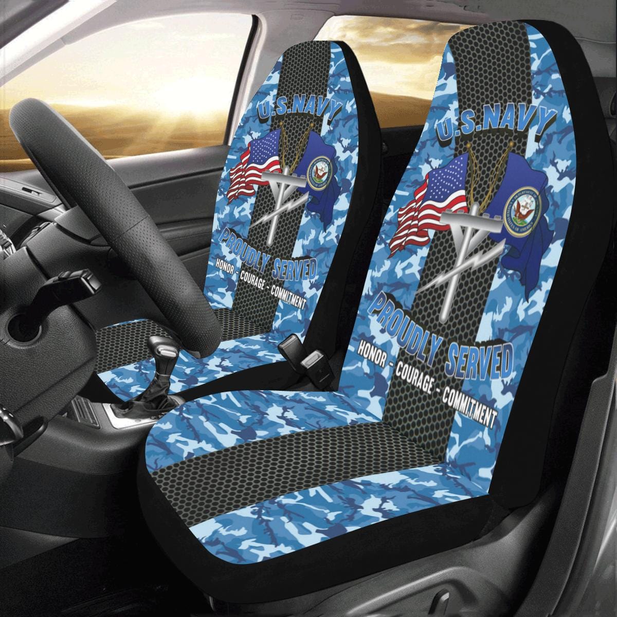 Navy Construction Electrician Navy CE Car Seat Covers (Set of 2)-SeatCovers-Navy-Rate-Veterans Nation
