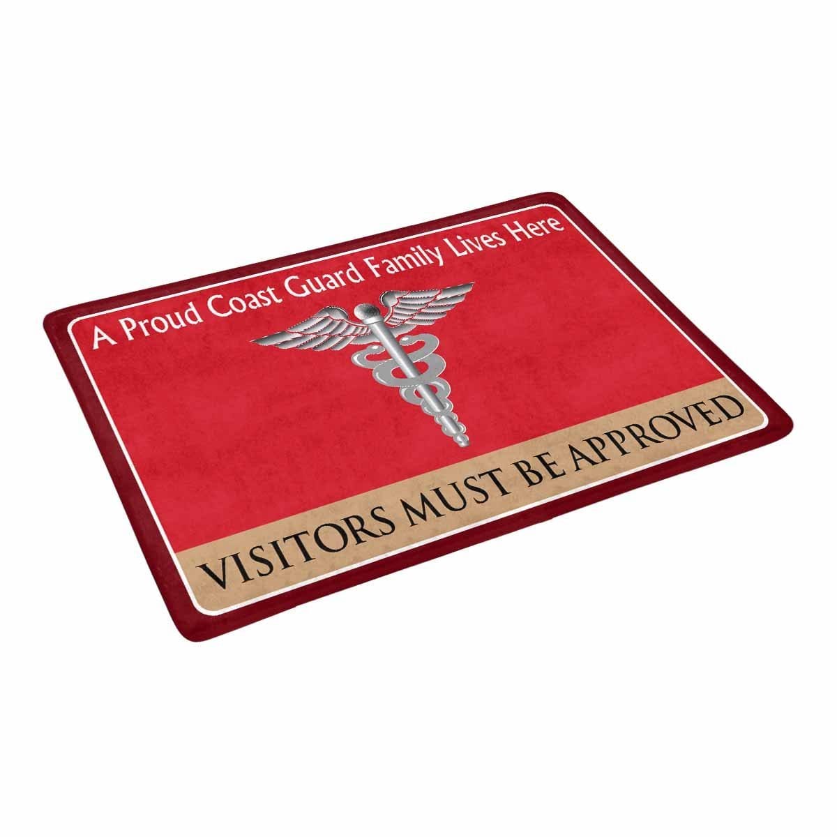 US Coast Guard Health Services Technician HS Logo Family Doormat - Visitors must be approved (23.6 inches x 15.7 inches)-Doormat-USCG-Rate-Veterans Nation