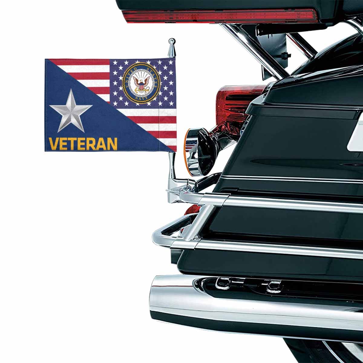 US Navy O-7 Veteran Motorcycle Flag 9" x 6" Twin-Side Printing D01-MotorcycleFlag-Navy-Veterans Nation