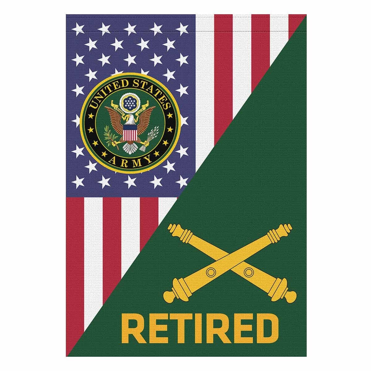 US Army Field Artillery Retired House Flag 28 Inch x 40 Inch Twin-Side Printing-HouseFlag-Army-Branch-Veterans Nation