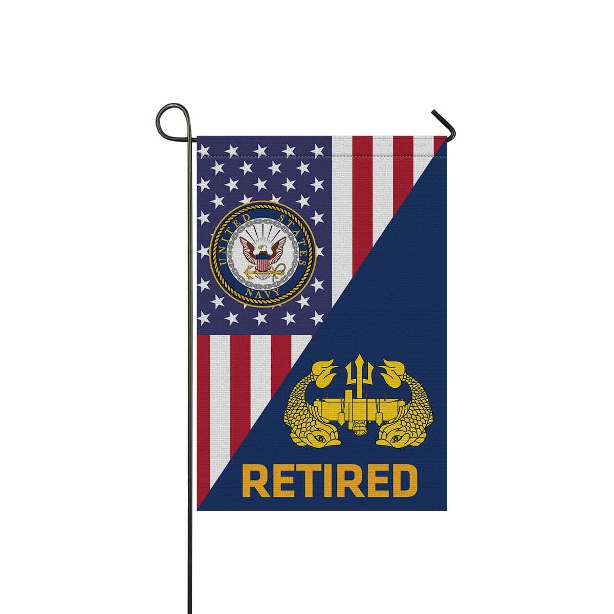 US Navy Deep Submergence Officer Badge Retired Garden Flag/Yard Flag 12 inches x 18 inches Twin-Side Printing-GDFlag-Navy-Badge-Veterans Nation
