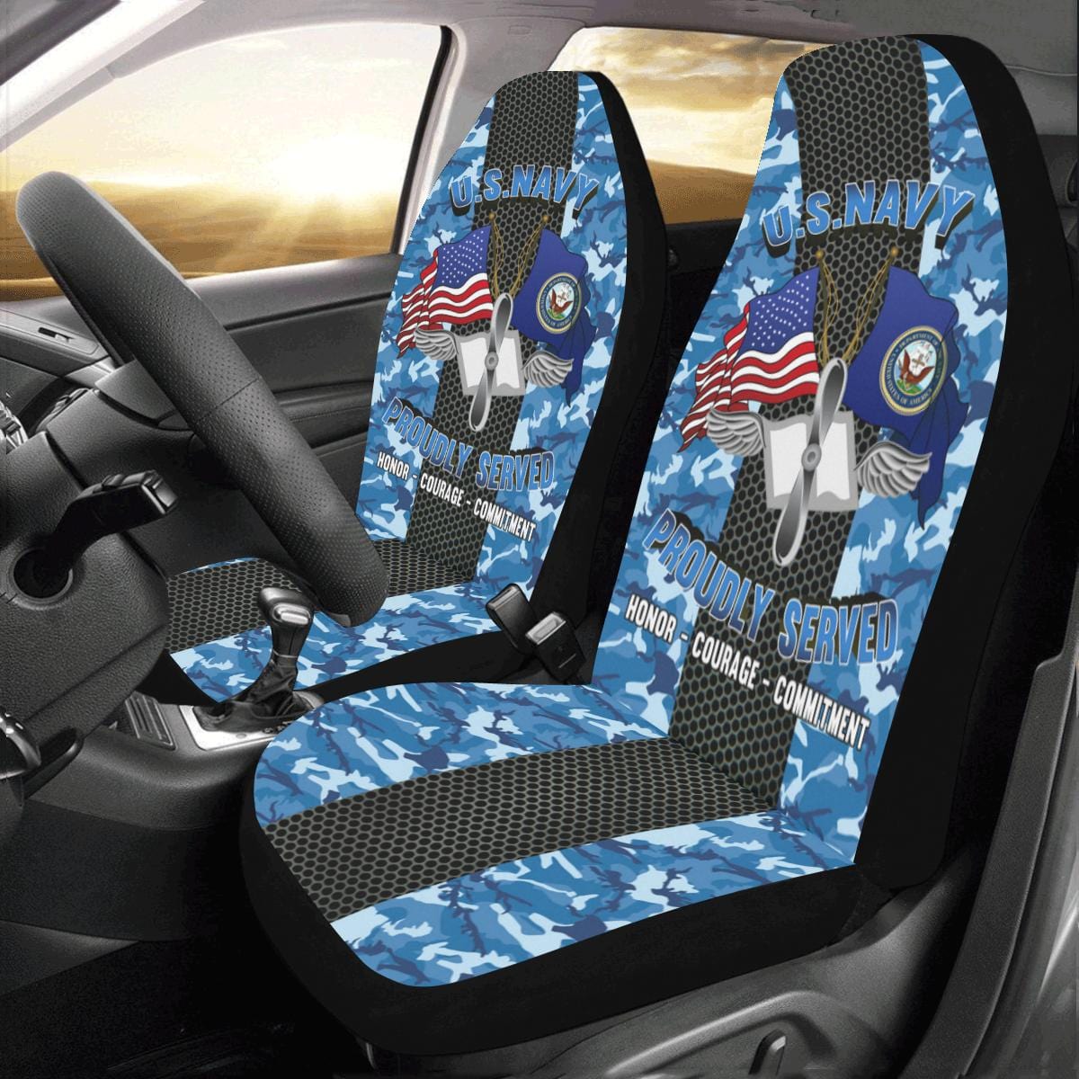 Navy Aviation Maintenance Administrationman Navy AZ Car Seat Covers (Set of 2)-SeatCovers-Navy-Rate-Veterans Nation