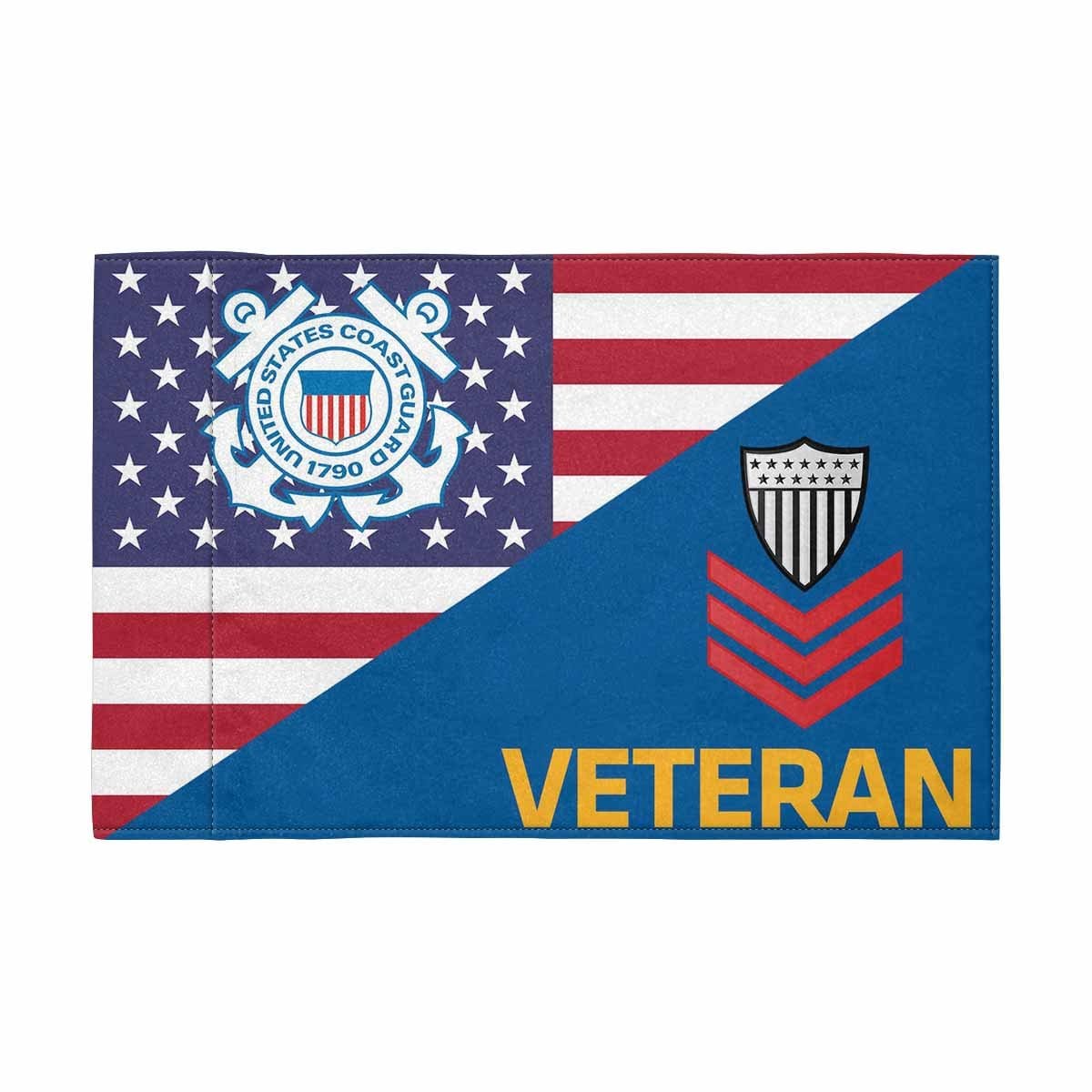 US Coast Guard E-6 Collar Device Veteran Motorcycle Flag 9" x 6" Twin-Side Printing D01-MotorcycleFlag-USCG-Veterans Nation