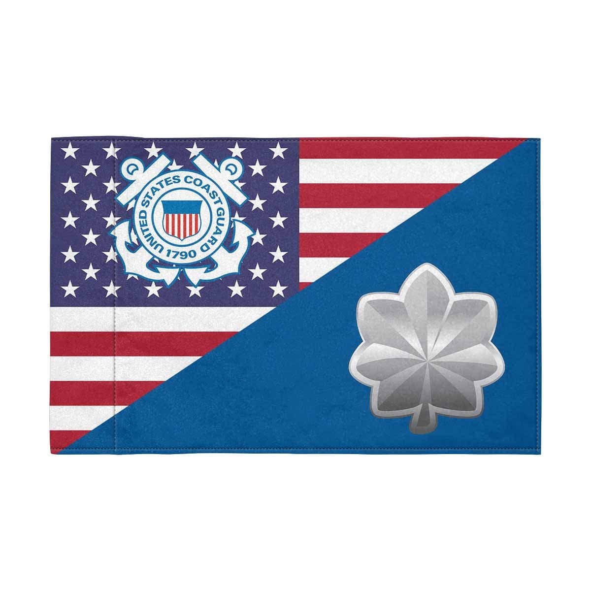 USCG O-5 Motorcycle Flag 9" x 6" Twin-Side Printing D01-MotorcycleFlag-USCG-Veterans Nation