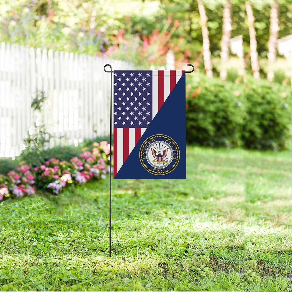 US Navy Logo Garden Flag/Yard Flag 12 inches x 18 inches Twin-Side Printing-GDFlag-Navy-Logo-Veterans Nation