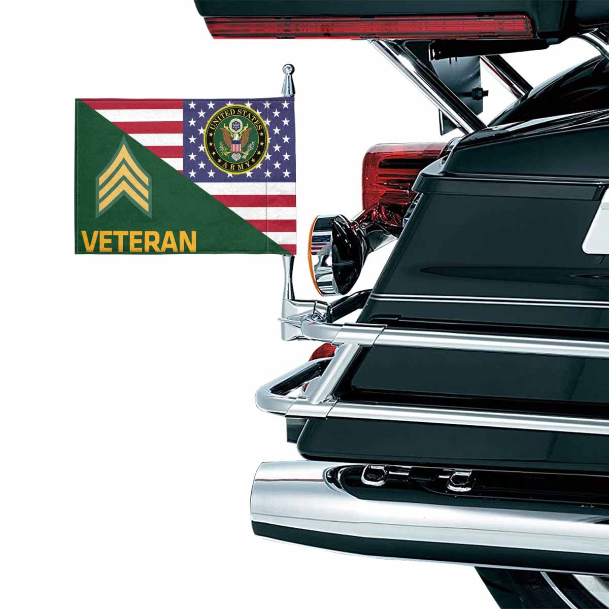 US Army E-5 SGT Veteran Motorcycle Flag 9" x 6" Twin-Side Printing D01-MotorcycleFlag-Army-Veterans Nation
