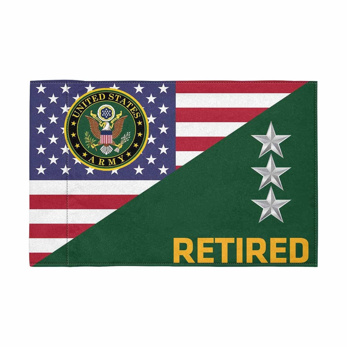 US Army O-9 Retired Motorcycle Flag 9" x 6" Twin-Side Printing D01-MotorcycleFlag-Army-Veterans Nation