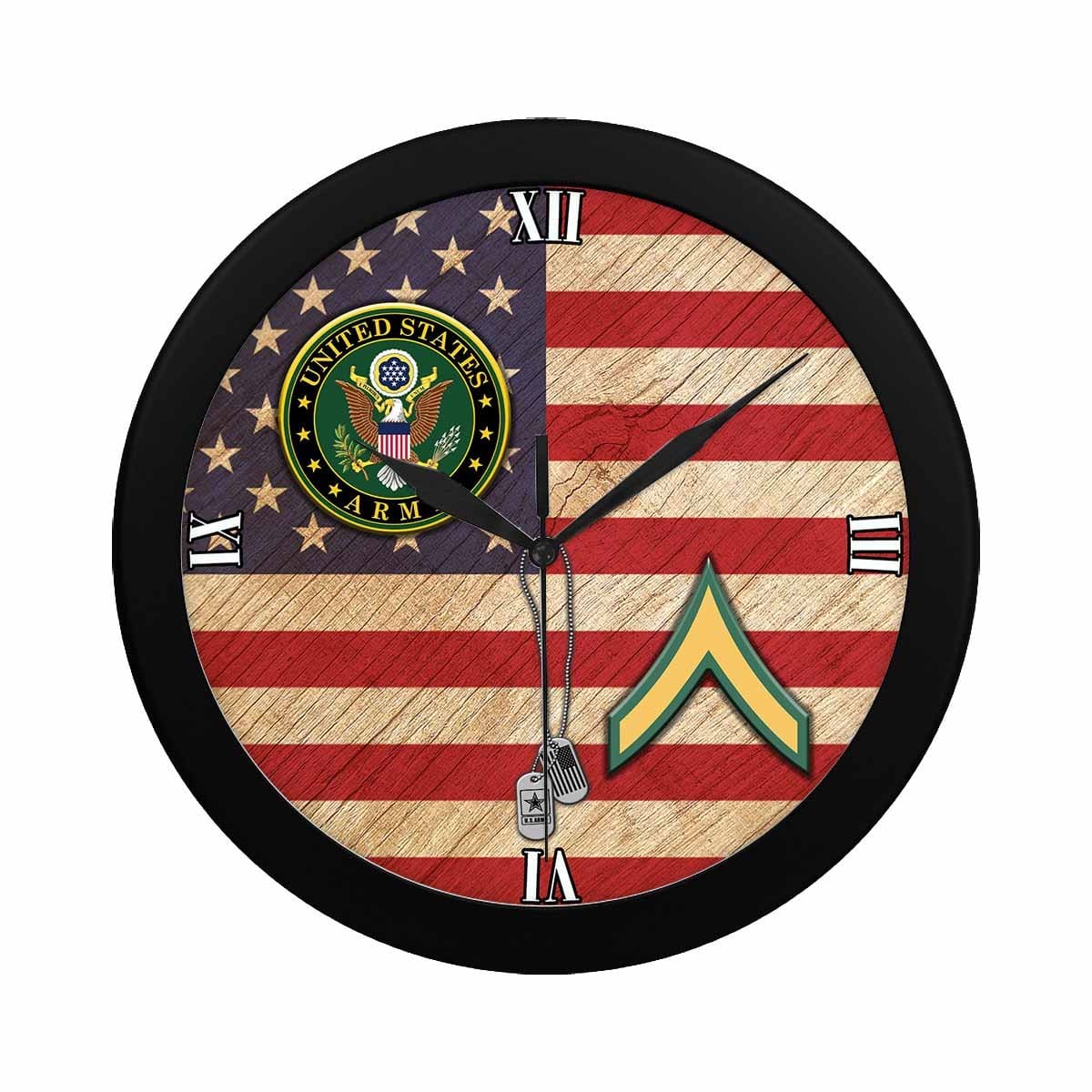US Army E-2 PV2 E2 Private Second Class Wall Clock-WallClocks-Army-Ranks-Veterans Nation