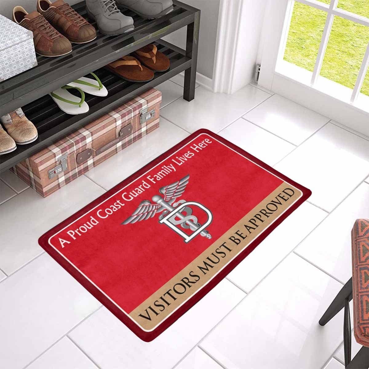 US Coast Guard Dental Technician DT Logo Family Doormat - Visitors must be approved (23.6 inches x 15.7 inches)-Doormat-USCG-Rate-Veterans Nation