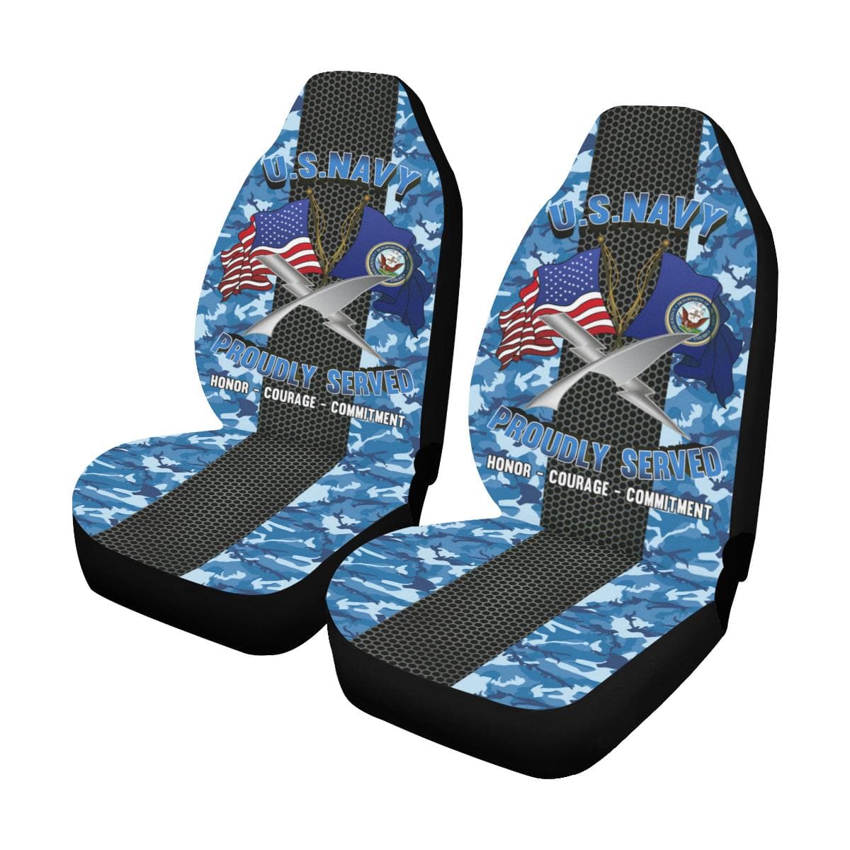 U.S Navy Cryptologic technician Navy CT Car Seat Covers (Set of 2)-SeatCovers-Navy-Rate-Veterans Nation