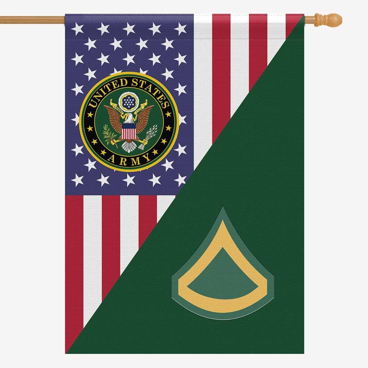 US Army E-3 Private First Class E3 PFC House Flag 28 Inch x 40 Inch 2-Side Printing-HouseFlag-Army-Ranks-Veterans Nation