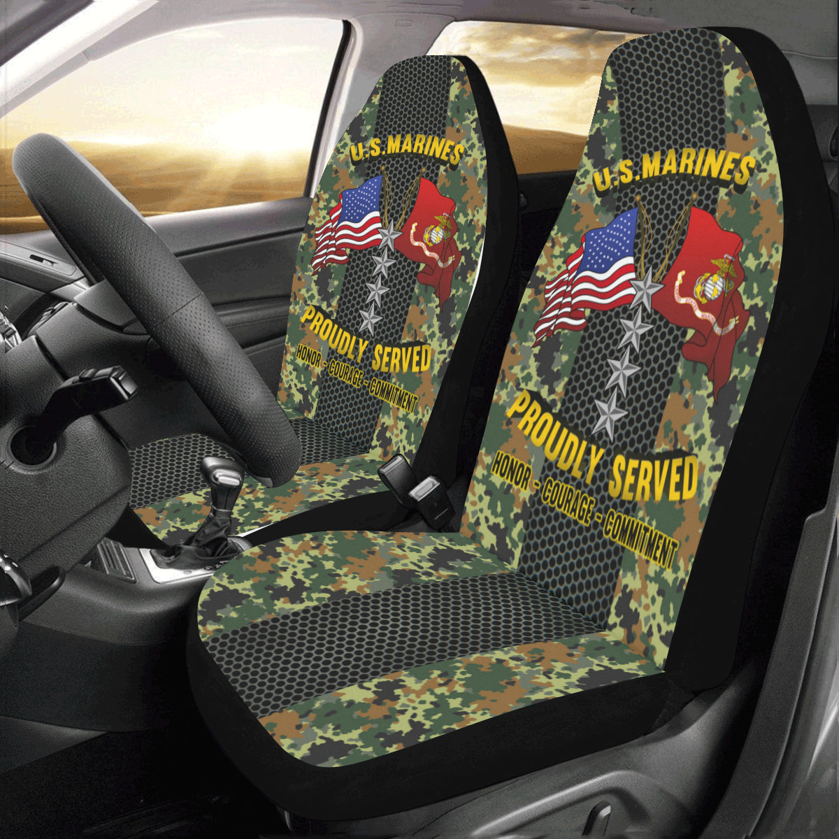 M.Corps O-10 General O10 Gen M.Corps O10 General Officer Car Seat Covers (Set of 2)-SeatCovers-USMC-Ranks-Veterans Nation