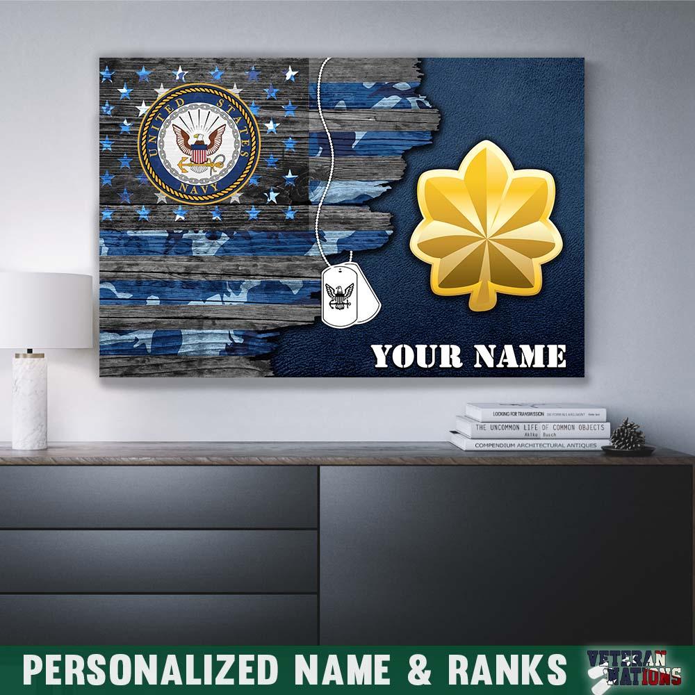 Personalized Canvas - U.S. Navy Officer - Personalized Name & Ranks-Canvas-Personalized-Navy-Officer-Veterans Nation