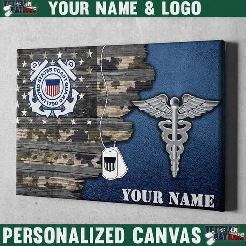 Personalized Canvas - USA Flag with Military Insignia - Personalized Logo/Insignia and Text-Canvas-Personalized-AllBranch-Veterans Nation