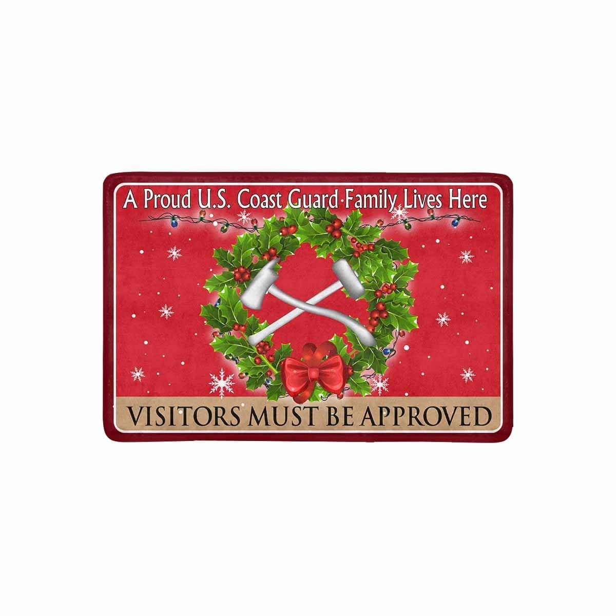 US Coast Guard Damage Controlman DC Logo - Visitors must be approved Christmas Doormat-Doormat-USCG-Rate-Veterans Nation