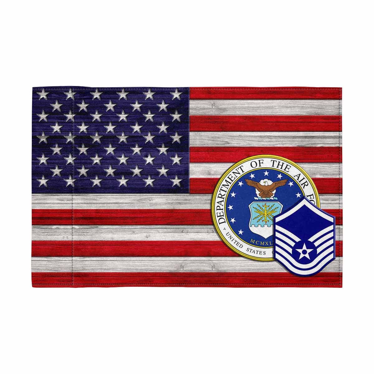 US Air Force E-7 Master Sergeant MSgt Motorcycle Flag 9" x 6" Twin-Side Printing D02-MotorcycleFlag-USAF-Veterans Nation
