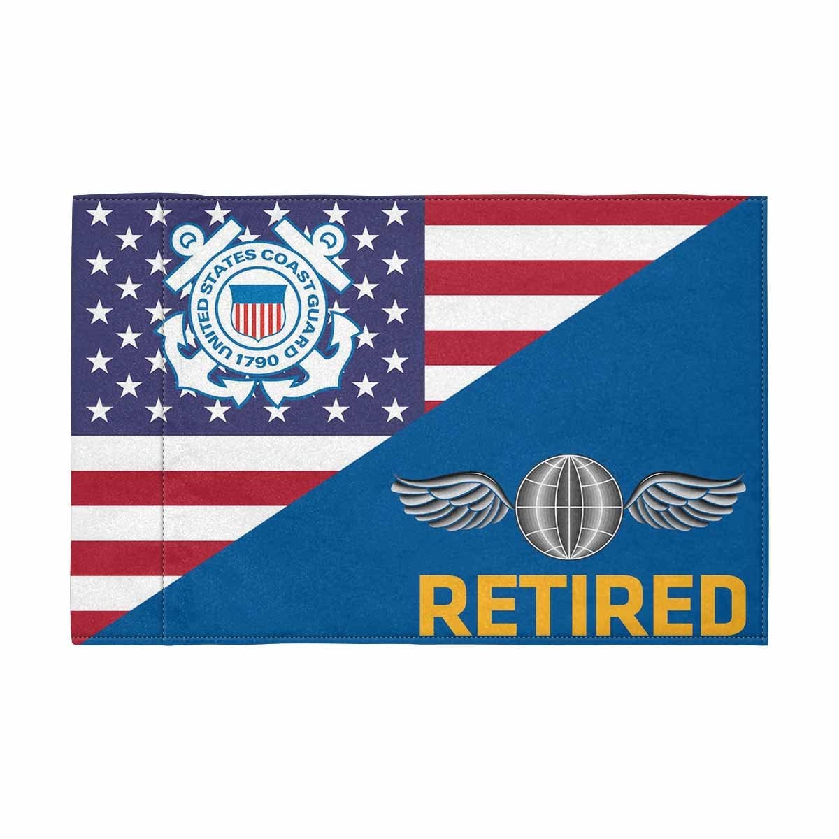 USCG AE Retired Motorcycle Flag 9" x 6" Twin-Side Printing D01-MotorcycleFlag-USCG-Veterans Nation