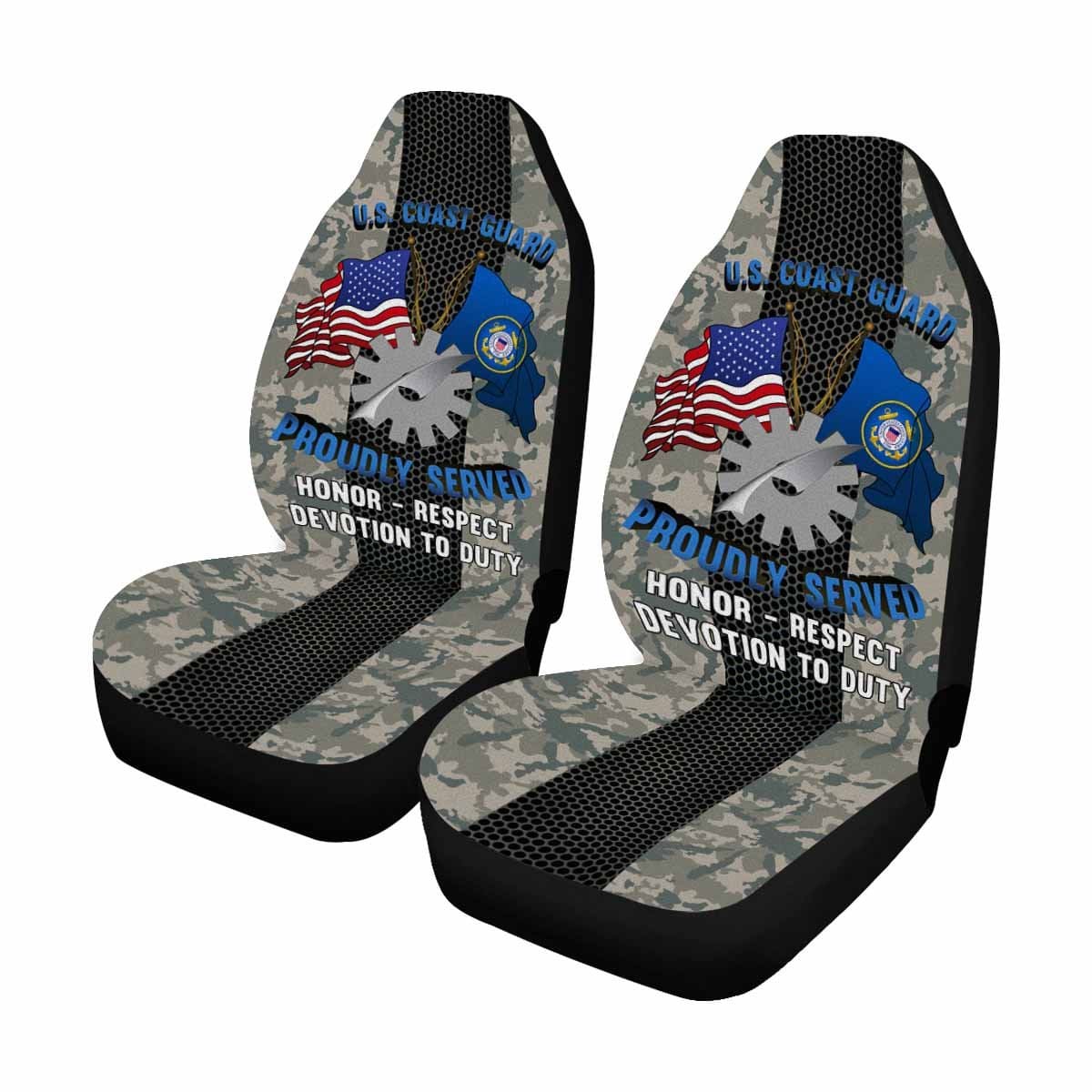 US Coast Guard Data Processing Technician DP Logo Proudly Served - Car Seat Covers (Set of 2)-SeatCovers-USCG-Rate-Veterans Nation