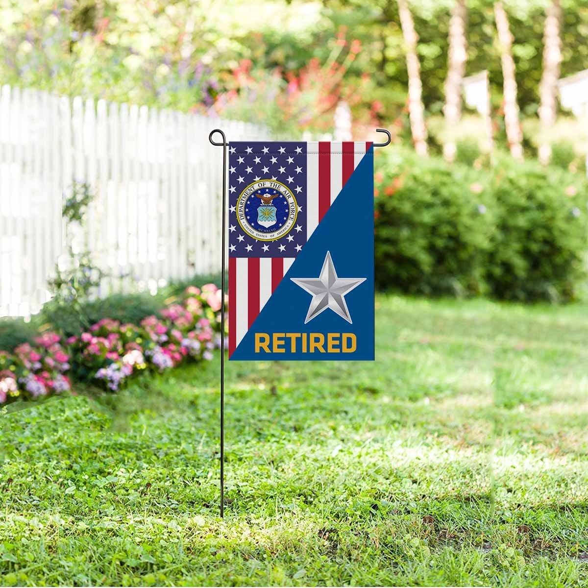 US Air Force O-7 Brigadier General Brig O7 General Officer Retired Garden Flag/Yard Flag 12 inches x 18 inches Twin-Side Printing-GDFlag-USAF-Ranks-Veterans Nation