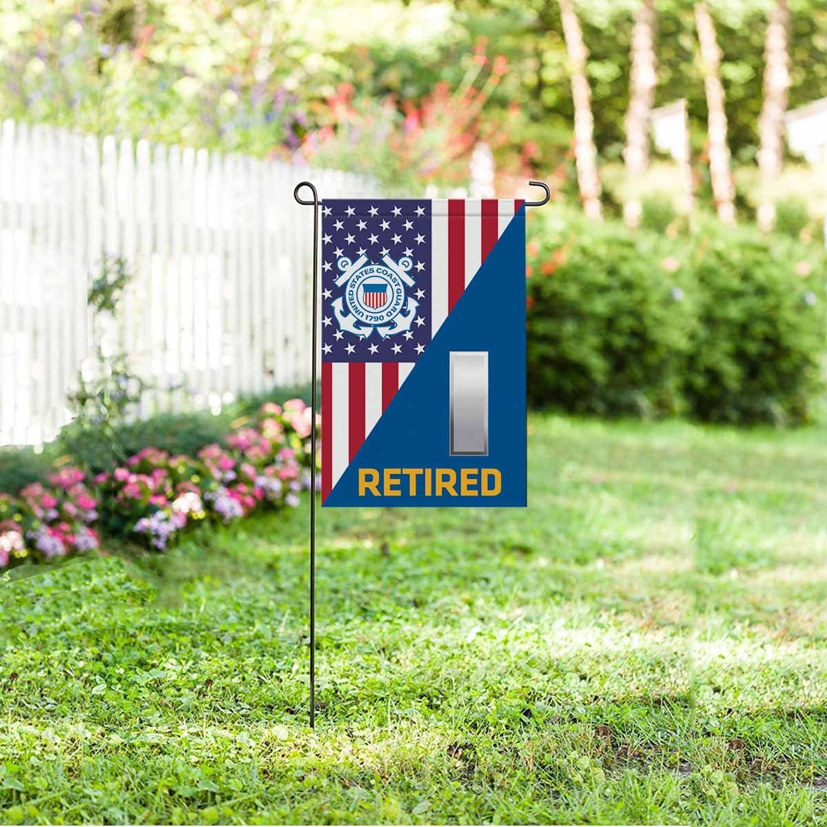 US Coast Guard O-2 Lieutenant Junior Grade O2 LTJG Junior Officer Ranks Retired Garden Flag 12'' x 18'' Twin-Side Printing Retired Garden Flag 12" x 18"-Garden Flag-Veterans Nation