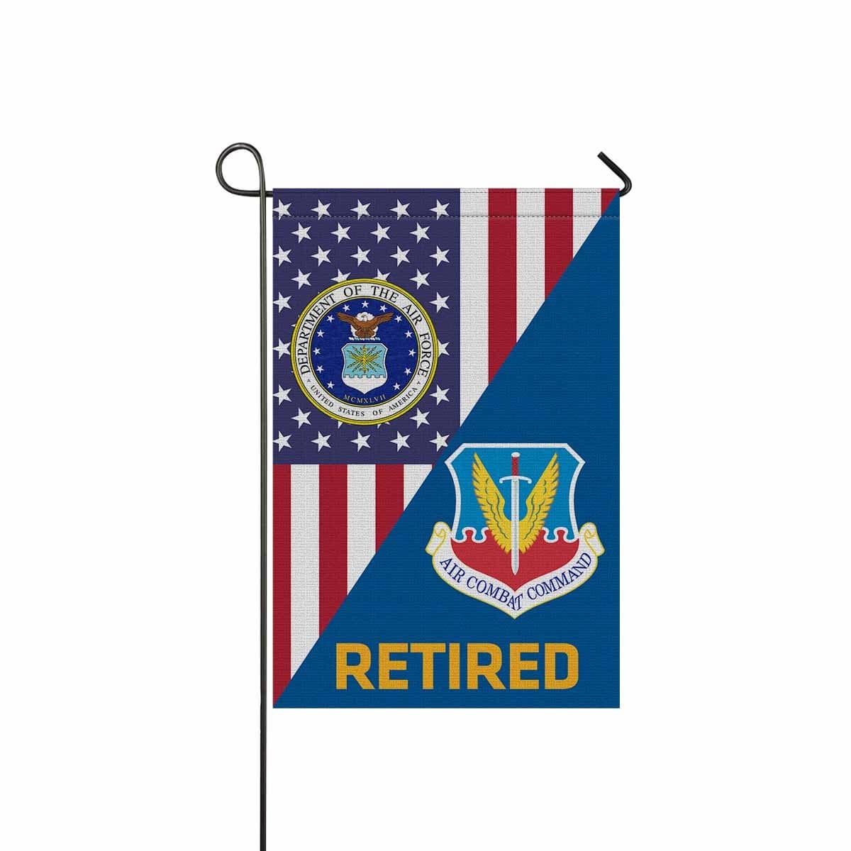 US Air Force Air Combat Command Retired Garden Flag/Yard Flag 12 inches x 18 inches Twin-Side Printing-GDFlag-USAF-Shield-Veterans Nation