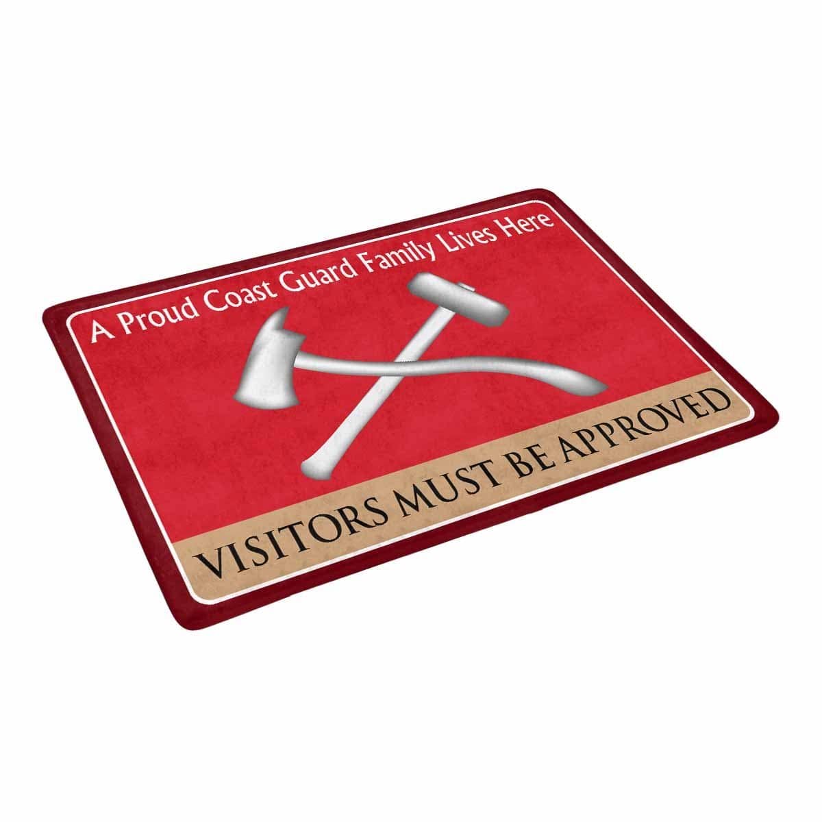 US Coast Guard Damage Controlman DC Logo Family Doormat - Visitors must be approved (23.6 inches x 15.7 inches)-Doormat-USCG-Rate-Veterans Nation