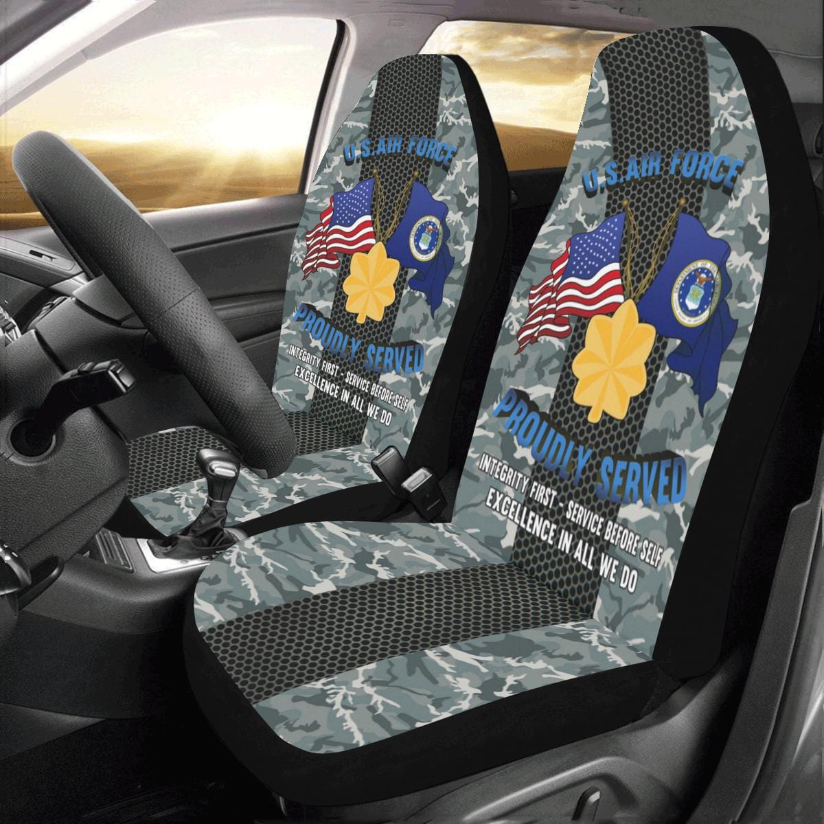US Air Force O-4 Major Maj O4 Field Officer Ranks Car Seat Covers (Set of 2)-SeatCovers-USAF-Ranks-Veterans Nation