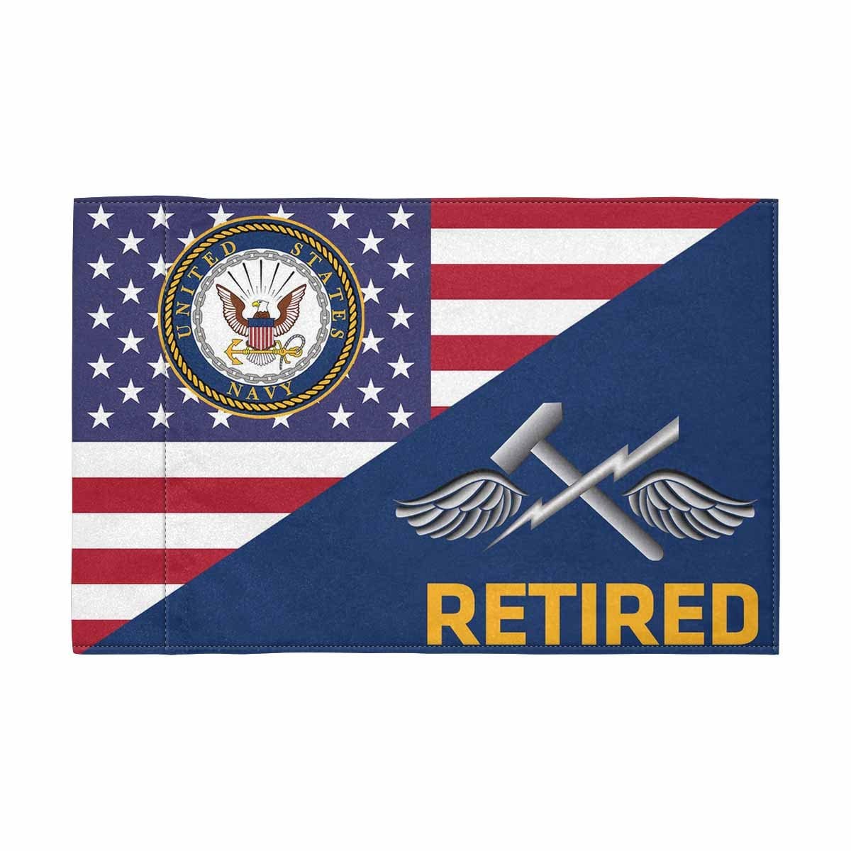 US Navy Aviation Support Equipment Tech Navy AS Retired Motorcycle Flag 9" x 6" Twin-Side Printing D01-MotorcycleFlag-Navy-Veterans Nation