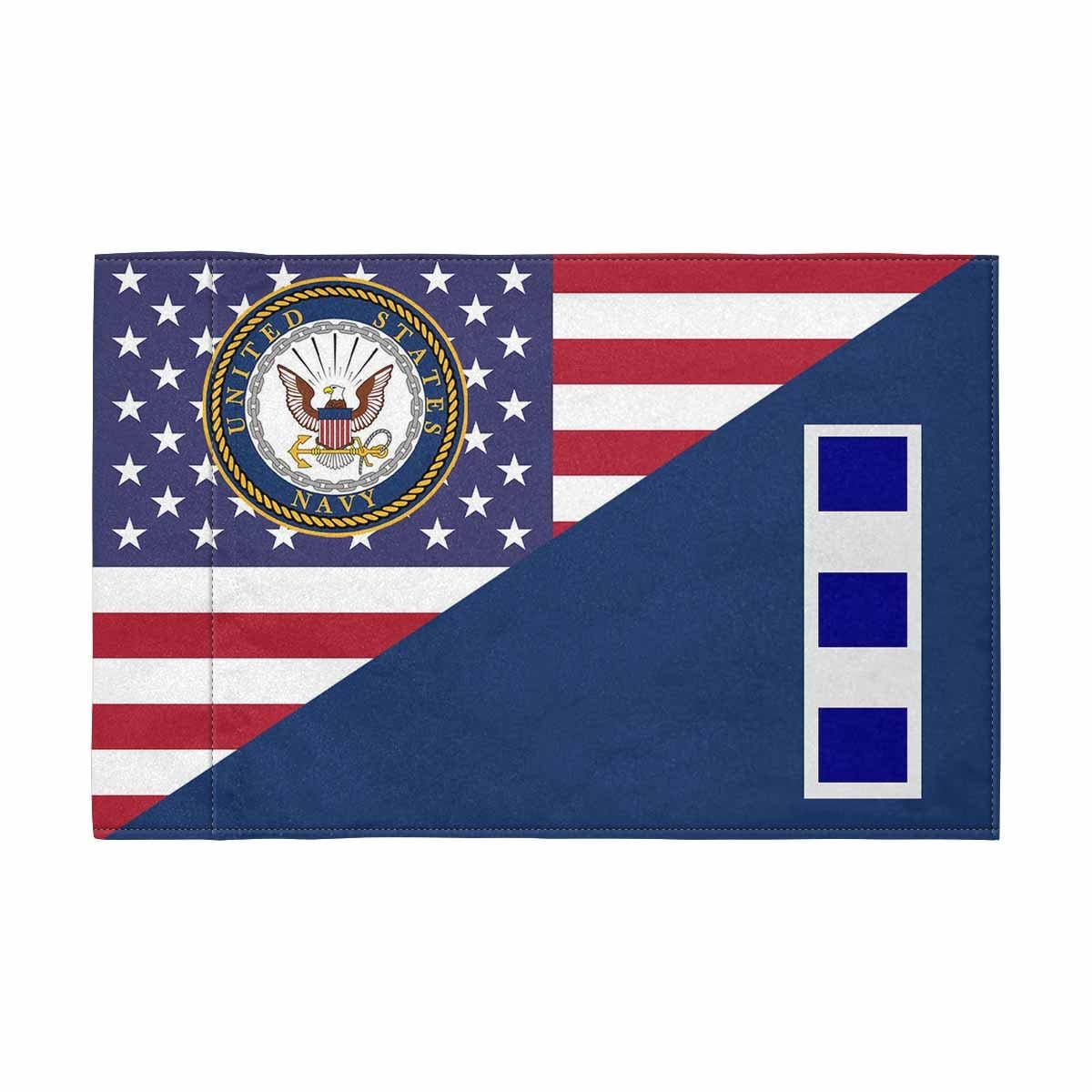 US Navy W-4 Motorcycle Flag 9" x 6" Twin-Side Printing D01-MotorcycleFlag-Navy-Veterans Nation