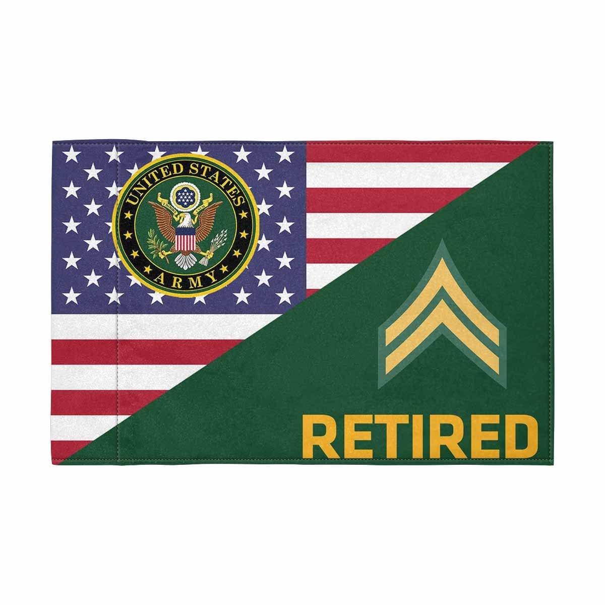 US Army E-4 CPL Retired Motorcycle Flag 9" x 6" Twin-Side Printing D01-MotorcycleFlag-Army-Veterans Nation