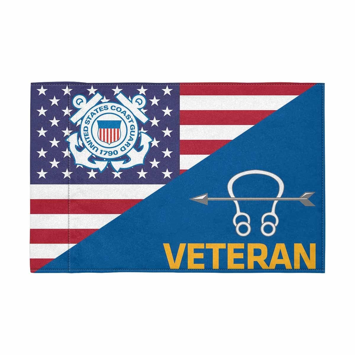 USCG ST Veteran Motorcycle Flag 9" x 6" Twin-Side Printing D01-MotorcycleFlag-USCG-Veterans Nation