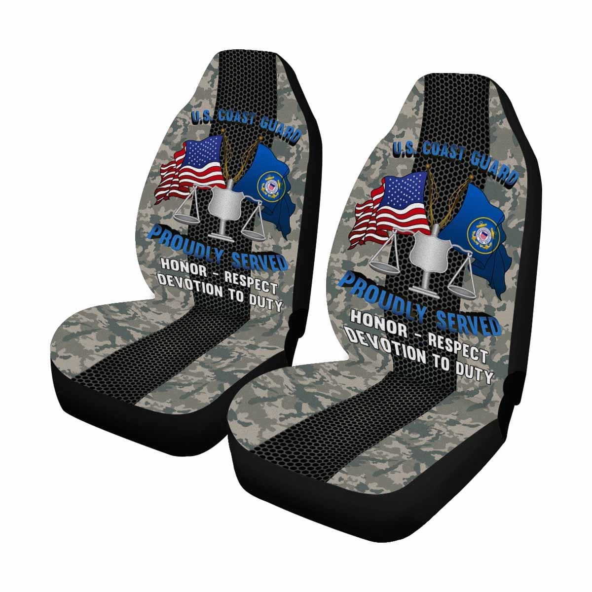 USCG INVESTIGATOR IV Logo Proudly Served - Car Seat Covers (Set of 2)-SeatCovers-USCG-Rate-Veterans Nation