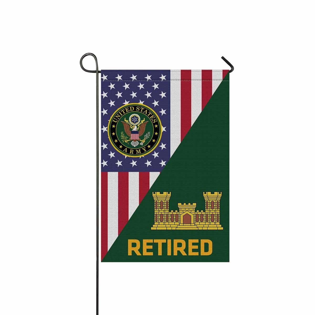 U.S. Army Corps of Engineers Retired Garden Flag/Yard Flag 12 Inch x 18 Inch Twin-Side Printing-GDFlag-Army-Branch-Veterans Nation