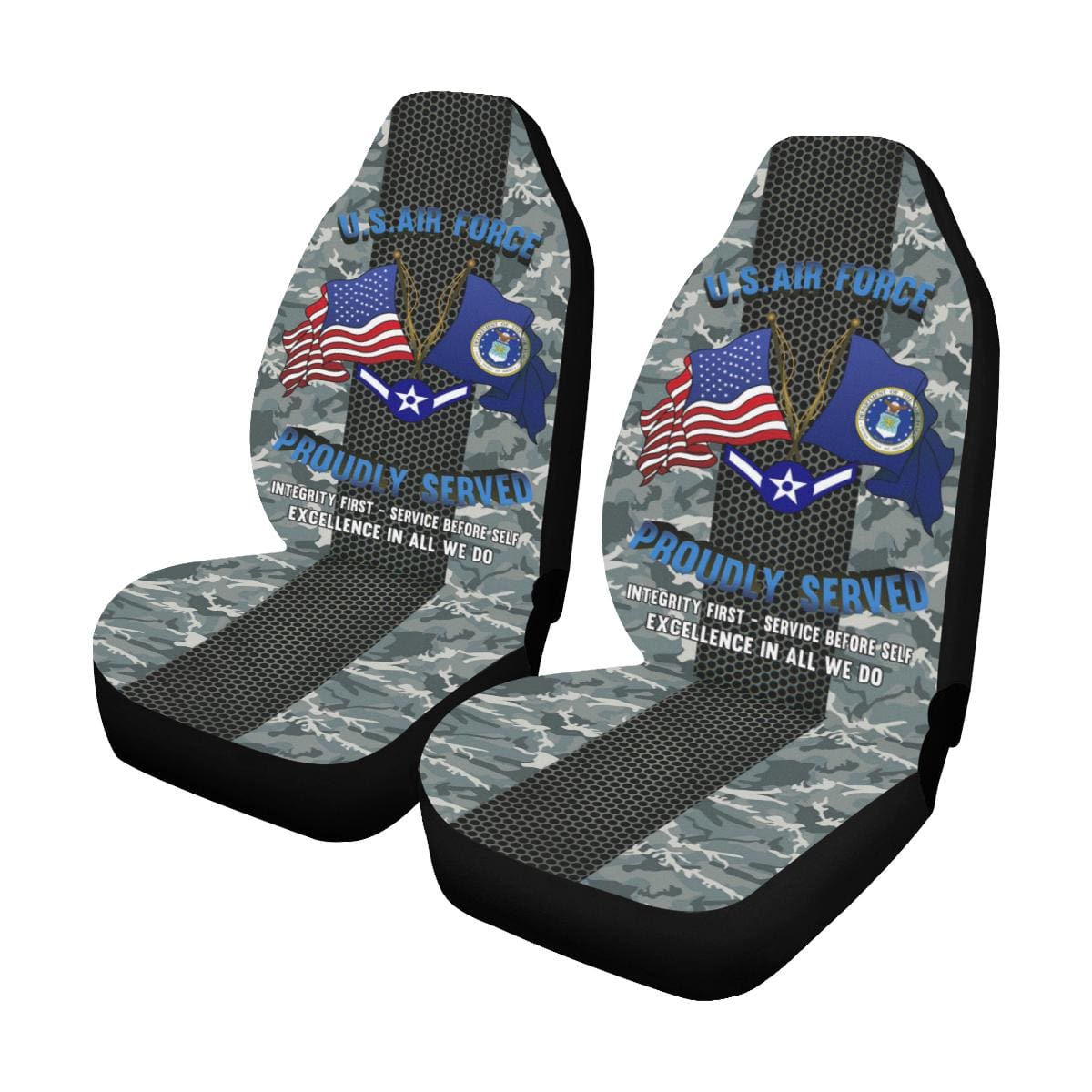 US Air Force E-2 Airman Amn E2 Enlisted Airman Car Seat Covers (Set of 2)-SeatCovers-USAF-Ranks-Veterans Nation