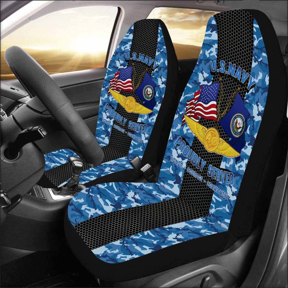 U.S NAVY NAVAL AIRCREW WARFARE SPECIALIST - Car Seat Covers (Set of 2)-SeatCovers-Navy-Badge-Veterans Nation