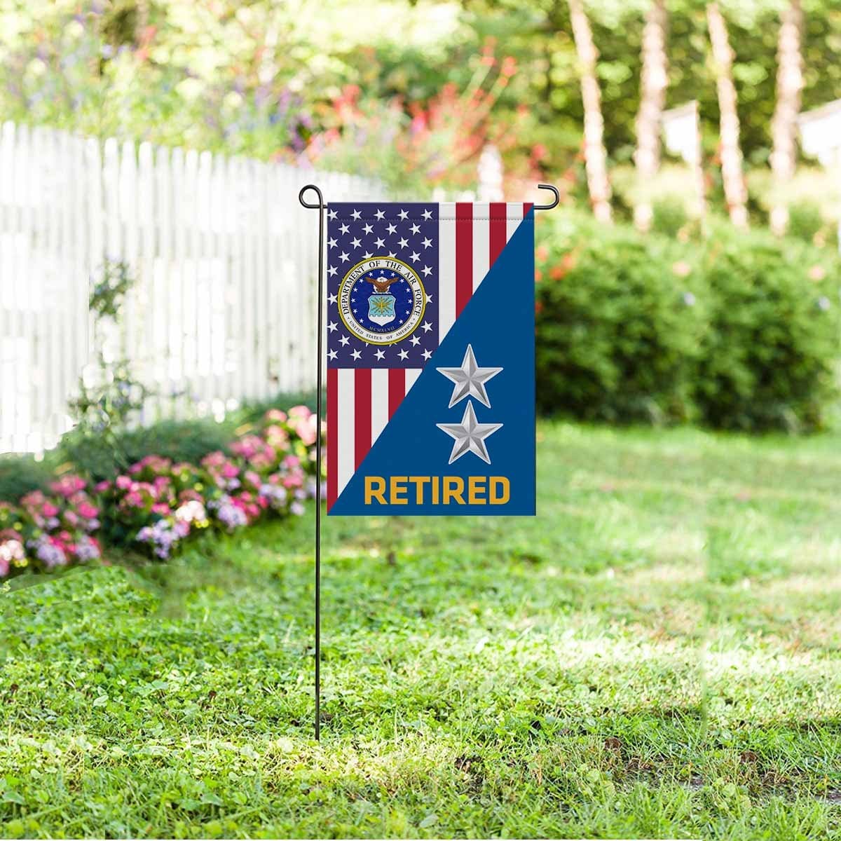 US Air Force O-8 Major General Maj G O8 General Officer Retired Garden Flag/Yard Flag 12 inches x 18 inches Twin-Side Printing-GDFlag-USAF-Ranks-Veterans Nation