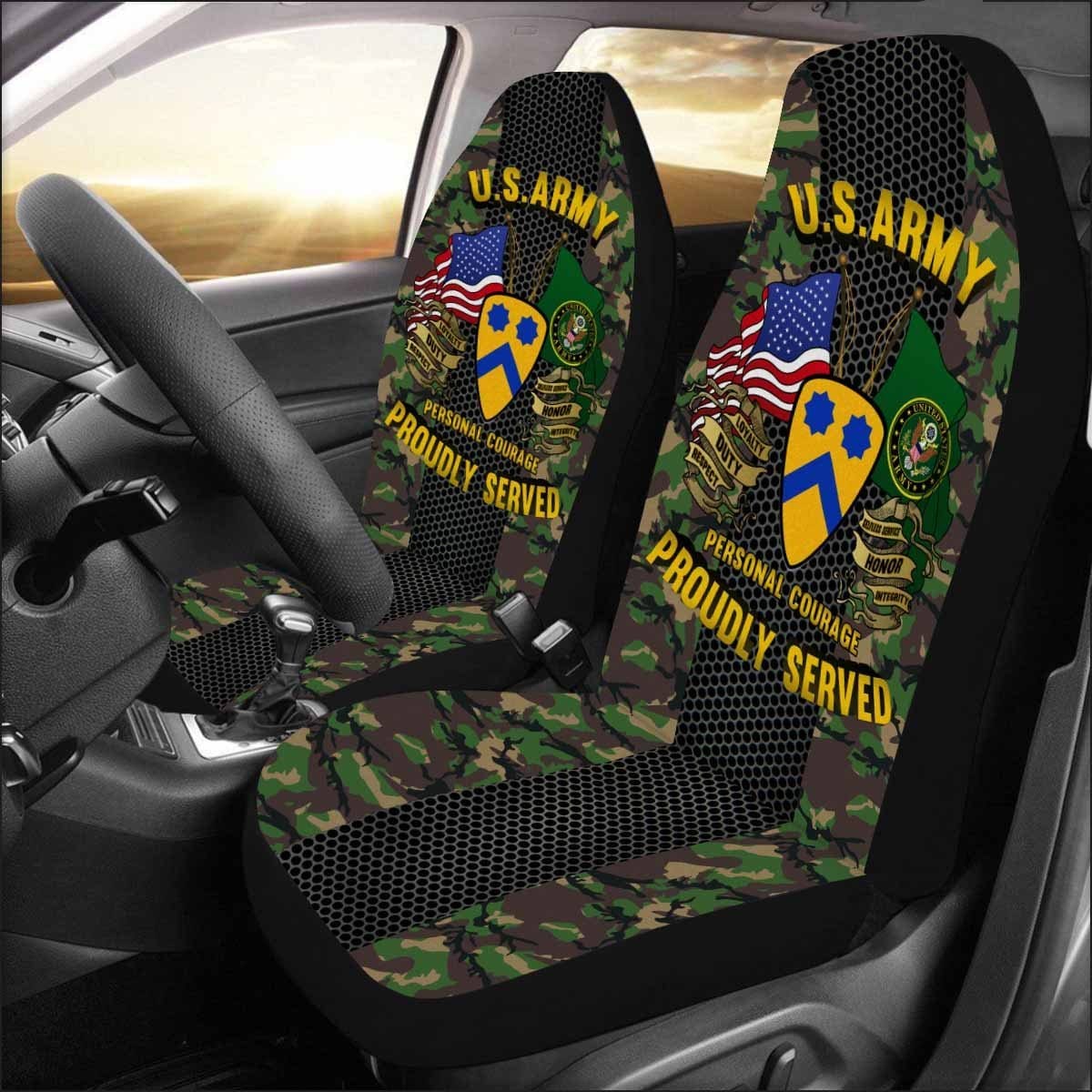 US Army 2nd Cavalry Division Car Seat Covers (Set of 2)-SeatCovers-Army-CSIB-Veterans Nation