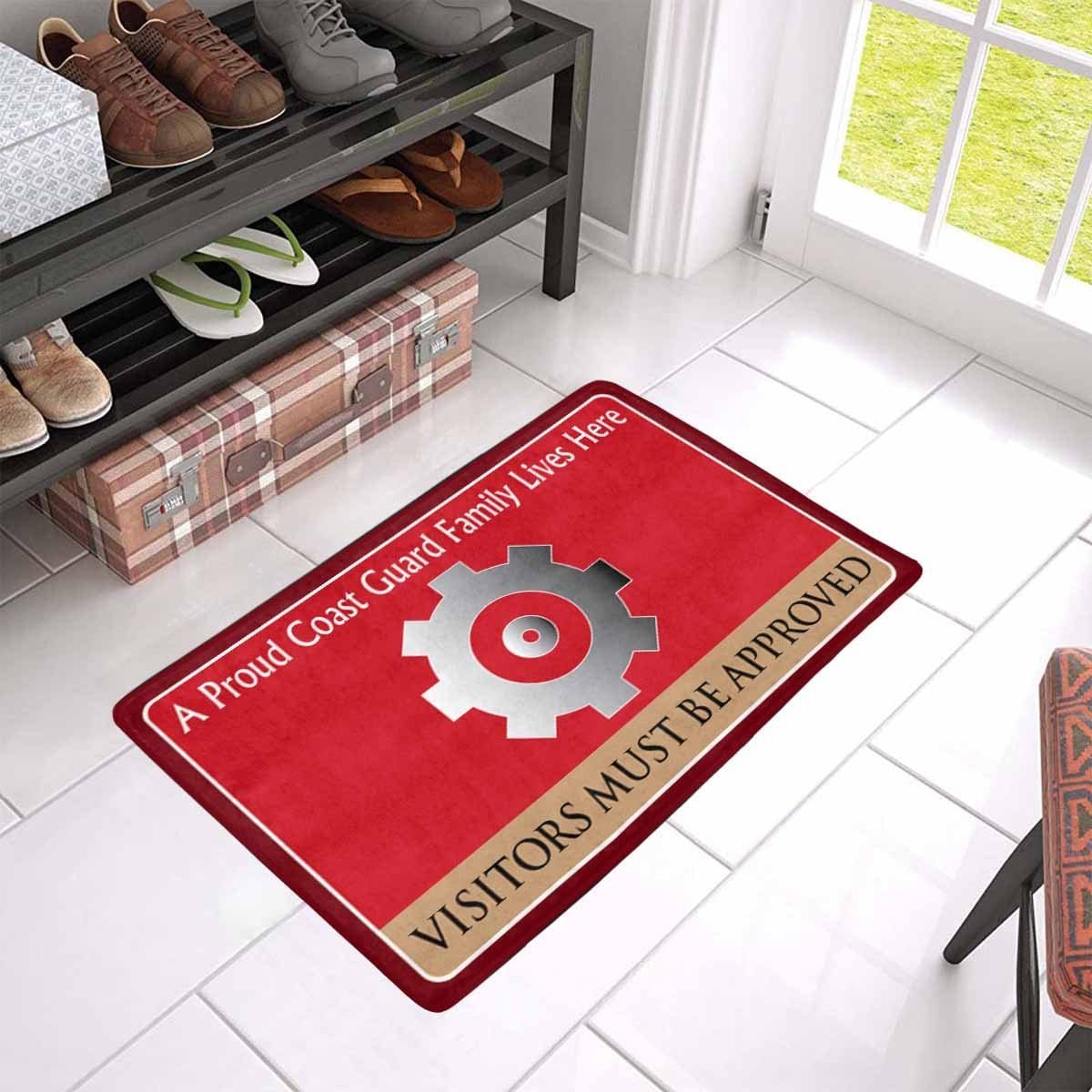US Coast Guard Machinery Technician MK Logo Family Doormat - Visitors must be approved (23.6 inches x 15.7 inches)-Doormat-USCG-Rate-Veterans Nation