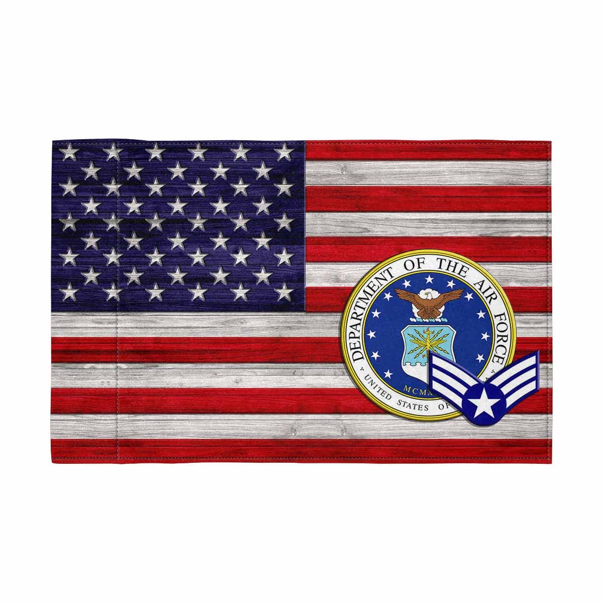 US Air Force E-4 Buck Sergeant Motorcycle Flag 9" x 6" Twin-Side Printing D02-MotorcycleFlag-USAF-Veterans Nation