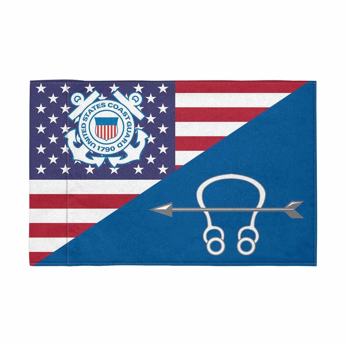 USCG ST Motorcycle Flag 9" x 6" Twin-Side Printing D01-MotorcycleFlag-USCG-Veterans Nation