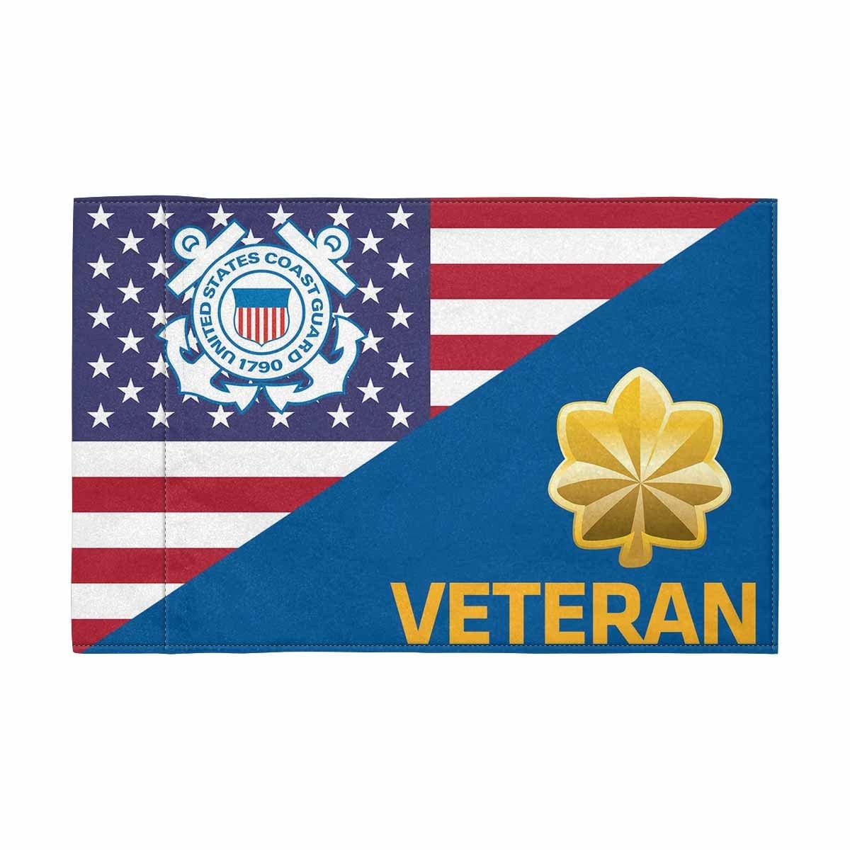 USCG O-4 Veteran Motorcycle Flag 9" x 6" Twin-Side Printing D01-MotorcycleFlag-USCG-Veterans Nation