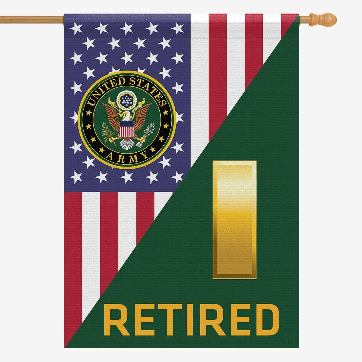 US Army O-1 Second Lieutenant O1 2LT Retired House Flag 28 Inch x 40 Inch 2-Side Printing-HouseFlag-Army-Ranks-Veterans Nation