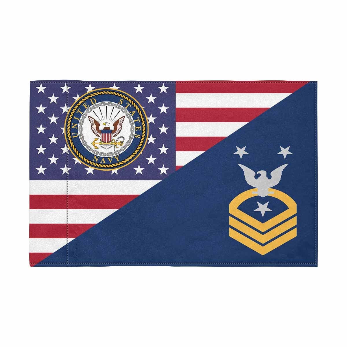 US Navy E-9 CMDCM Collar Device Motorcycle Flag 9" x 6" Twin-Side Printing D01-MotorcycleFlag-Navy-Veterans Nation