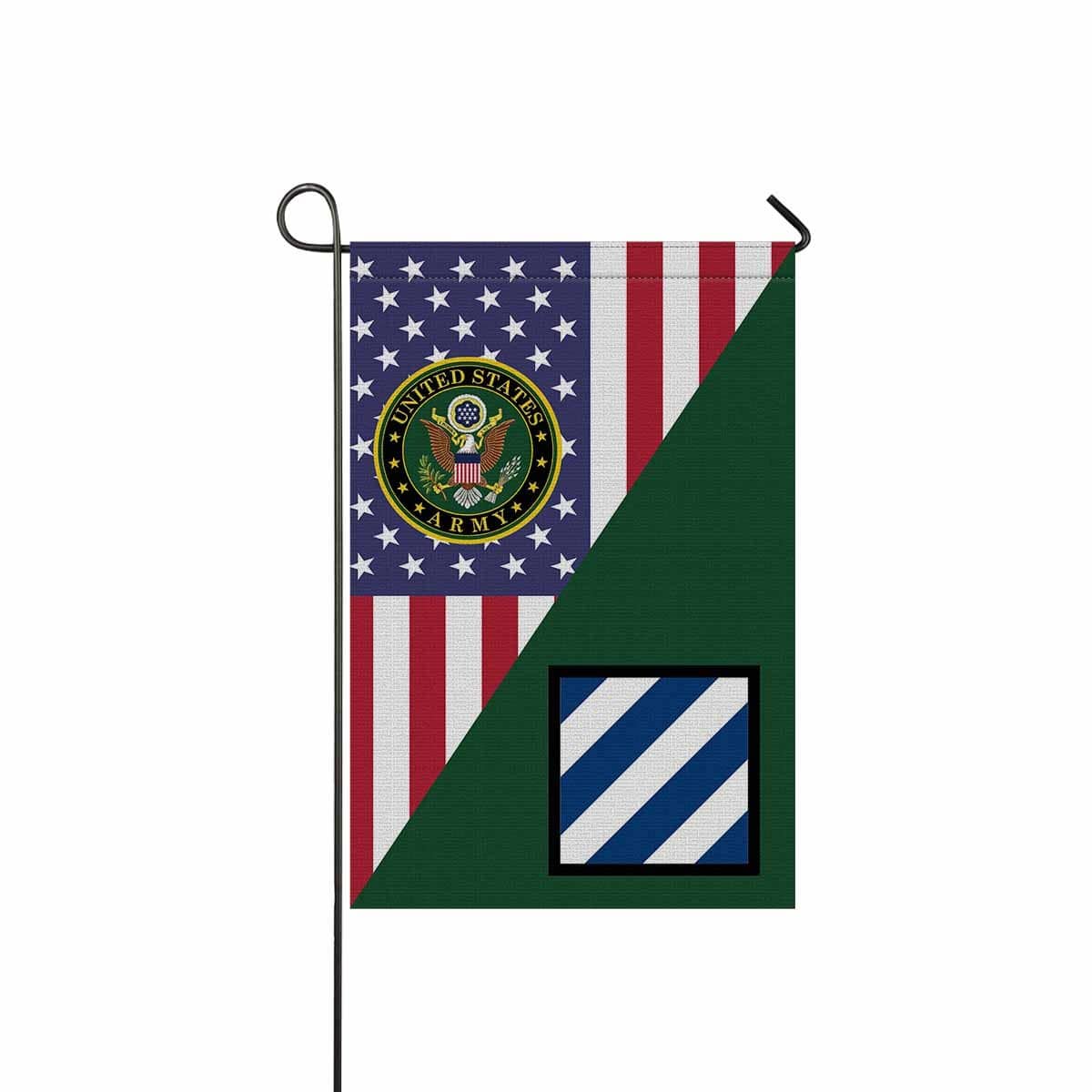 US ARMY 3rd Infantry Division Garden Flag/Yard Flag 12 inches x 18 inches Twin-Side Printing-GDFlag-Army-CSIB-Veterans Nation