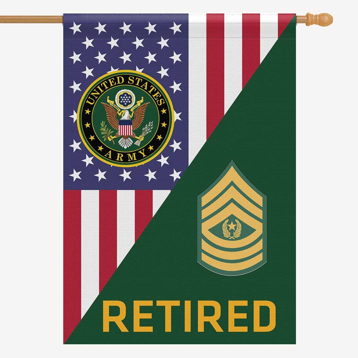 US Army E-9 Command Sergeant Major E9 CSM Retired House Flag 28 Inch x 40 Inch 2-Side Printing-HouseFlag-Army-Ranks-Veterans Nation