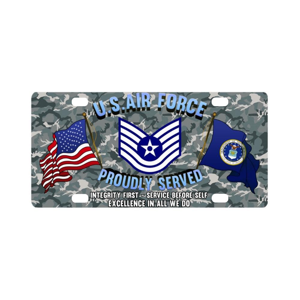 US Air Force E-6 Technical Sergeant TSgt E6 Noncom Classic License Plate-LicensePlate-USAF-Ranks-Veterans Nation
